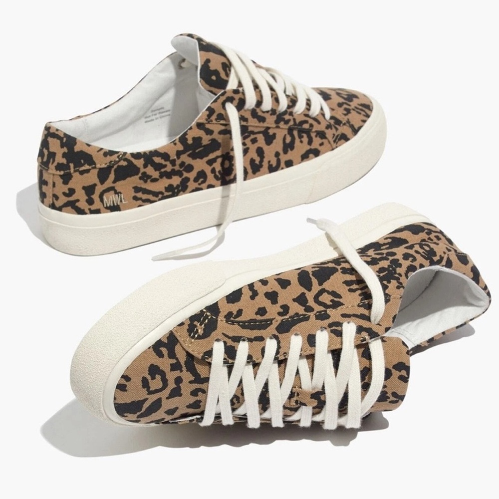 Madewell Sidewalk Low-Top Sneakers in Leopard Print Recycled Canvas size 6.5